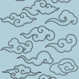Japanese Cloud Tattoo Procreate Stamp - Set 1 | 25 Japanese Neotrad ...