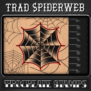 Traditional Spiderweb Tattoo Procreate Stamp - Set 1 | 25 Trad Web Brush Stamps for Procreate - Tattoo Artist | Tattoo Designs