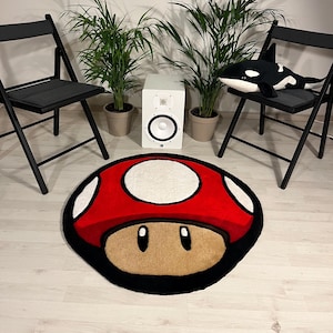 Handmade Mushroom Rug: Soft Acrylic Tuft Rug, Psychedelic Decor