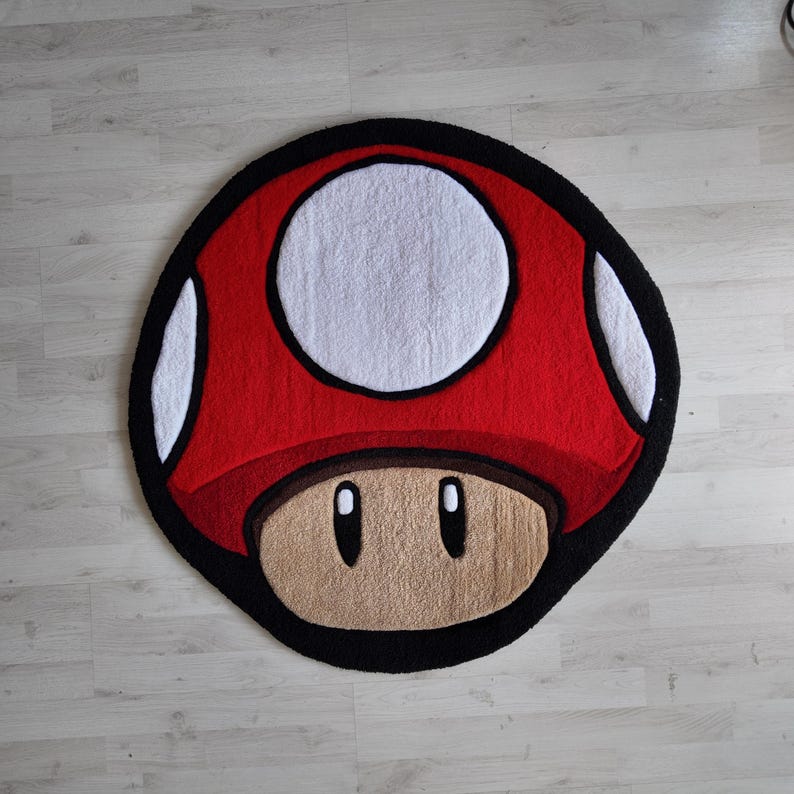 Mario Mushroom Rug: Tufted Cartoon Rug (70-140cm) image 2