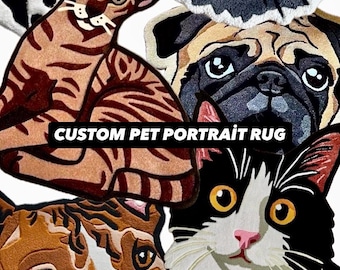 Custom Pet Portrait Rug – Handmade Tufted Dog & Cat Memorial