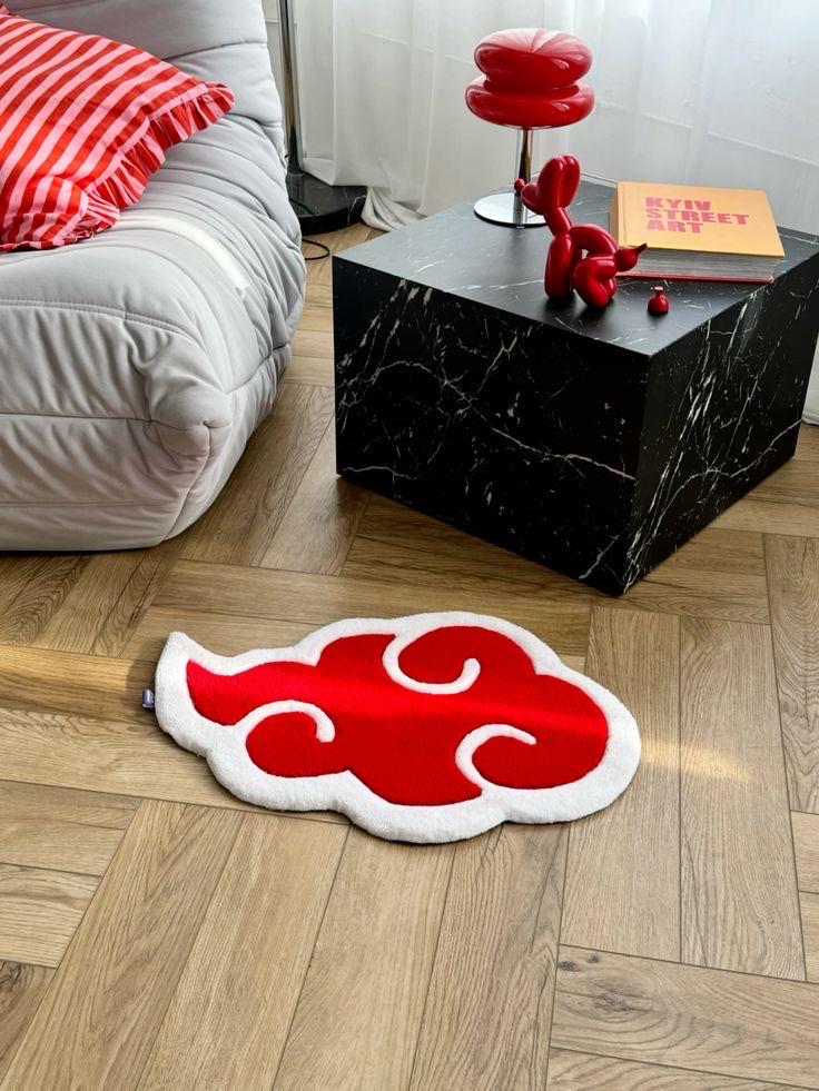 Akatsuki Cloud Rug - Anime Symbol Rug - Black and Red Rug - Etsy