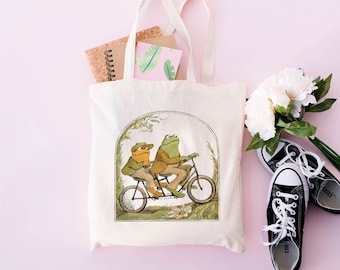 Frog And Toad Bag, Vintage Classic Book Tote Bag, Tote Bag for Gift, Frog Tote Bag, Aesthetic Tote Bag, Tote Bag for Books, Library Tote Bag