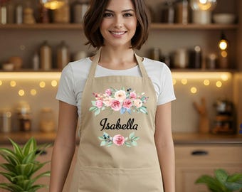 Personalized Apron With Pockets, Custom Apron, Custom Name Apron For Her, Custom Kitchen Apron for Women, Artist Apron, Mothers Day Gift