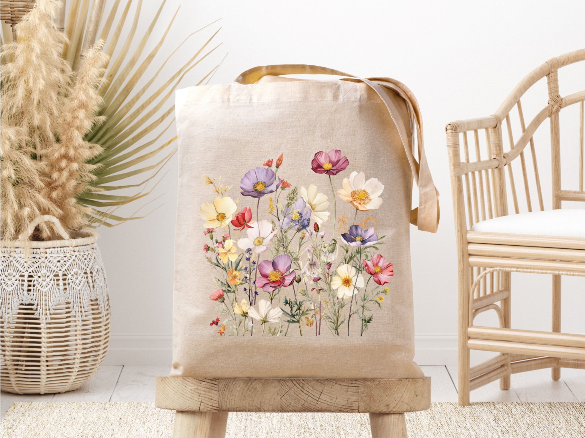 Wildflower Tote Bag,floral Botanical Tote,mothers Day Gift