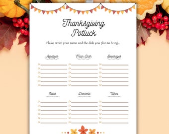 Thanksgiving Potluck Sign Up Sheet, Potluck Sign Up Sheet, Thanksgiving Potluck, Potluck Party Sign Up, Potluck Vorlage, Potluck Printable