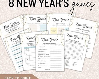 New Years Games Printable New Year's Eve Game Bundle Party Games New Year Party Games  New Years Party Holiday Trivia New Years Activities