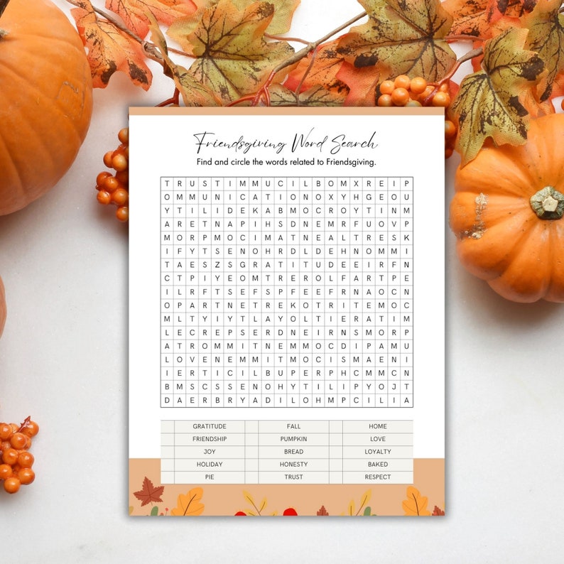 Friends Giving Letters Friendsgiving Word Search Printable, Friendsgiving Activity Sheet ...