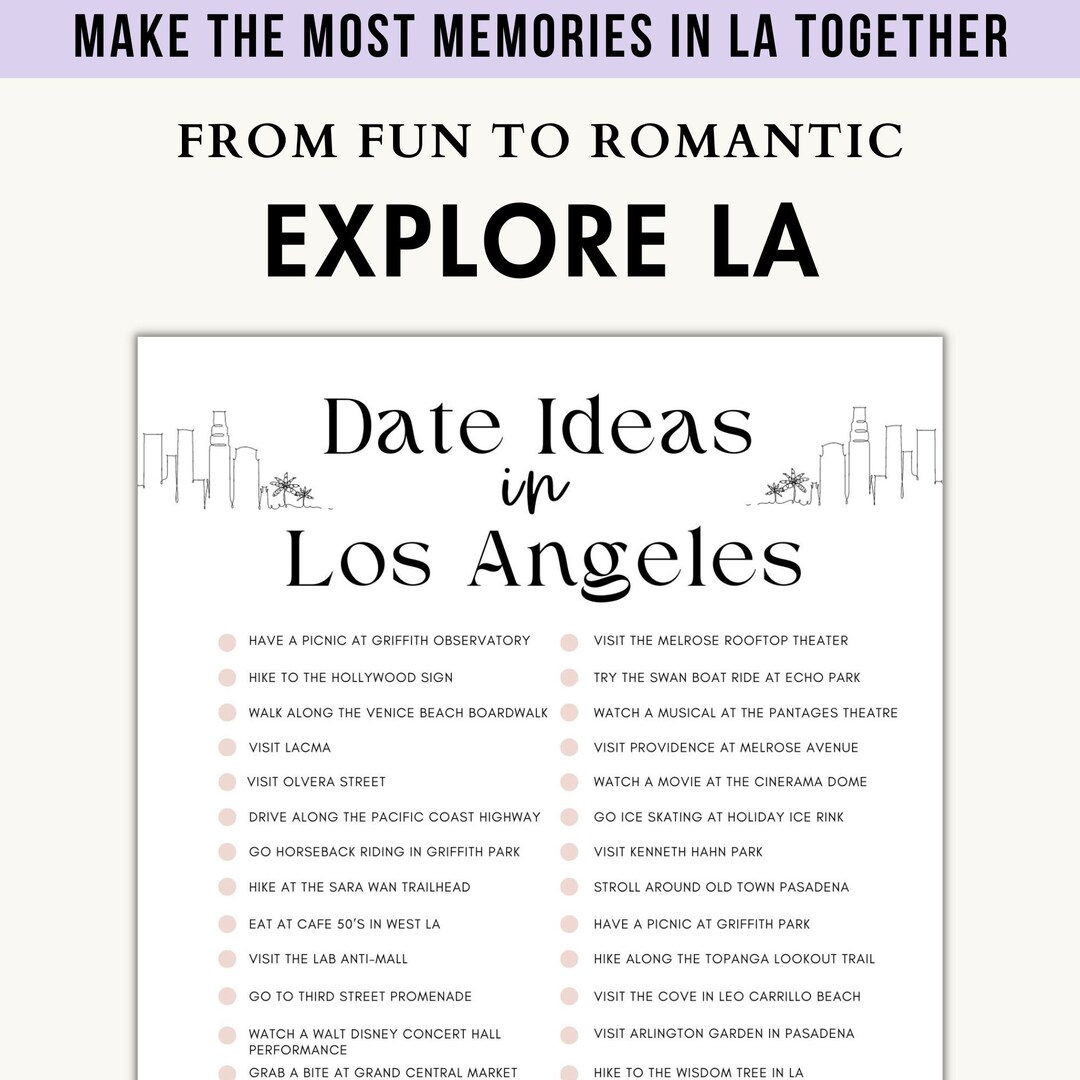 Date Ideas in Los Angeles Date Ideas Checklist Date Ideas Etsy
