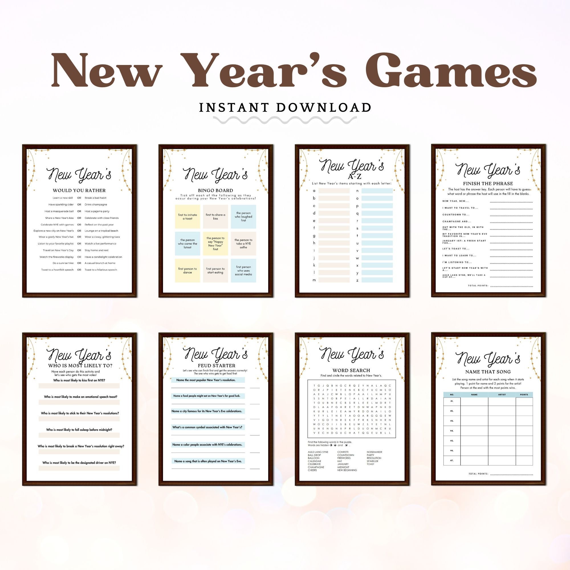New Years Games Printable New Year #39 s Eve Game Bundle Party Games New New Years Games Printable New Year #39 s Eve Game Bundle Party Games New