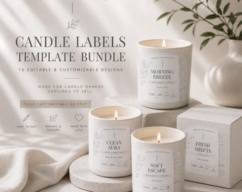 Minimalist Candle Label Templates Bundle, Editable Labels, Luxury Branding