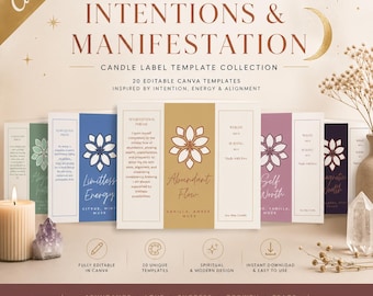 Intenções e Manifestação – Modelos de Rótulos para Velas (20 Designs)