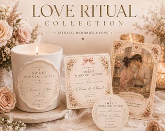 Etiquetas para velas de casamento com tema de amor e cartas de tarô (download digital)