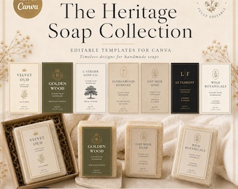 Editable Luxury Soap Labels, Old Money Minimalist Packaging (Canva Template)
