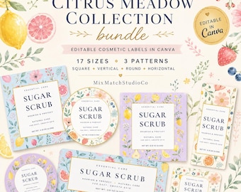 Citrus Meadow Cosmetic Labels | Editable Canva Bundle (Digital Download)