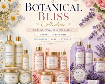 Editable Cosmetic Labels Canva Template | Floral Skincare Bundle (Digital Download)