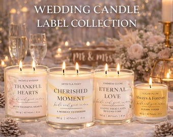 Coleção de Etiquetas para Velas de Casamento – Românticas e Personalizadas (canva)