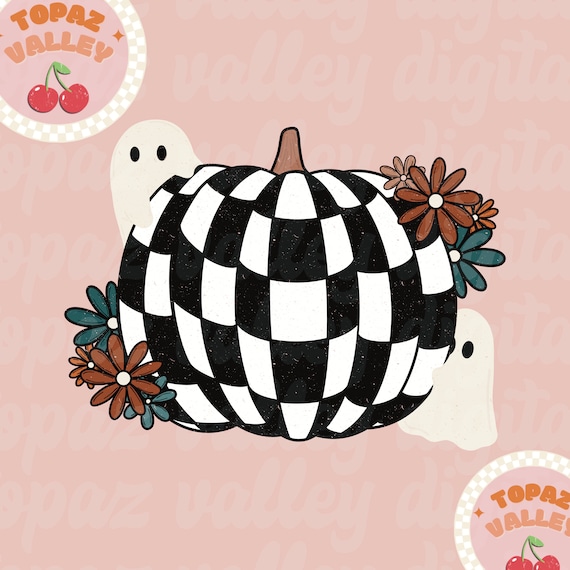 Grunge Checkered Pumpkin Ghost Png - retro flowers png, ghost png, pumpkin maker, cute pumpkin clipart, retro pumpkin, digital download