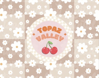 Neutral Checkered Flower Seamless Pattern - retro checker seamless overlay, flower png, checkered png,