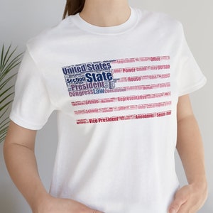 American Flag Tee, Jersey Short Sleeve Tee, Patriotic Tee, Constitution Word Art, Word Art Tee, US Constitution Flag