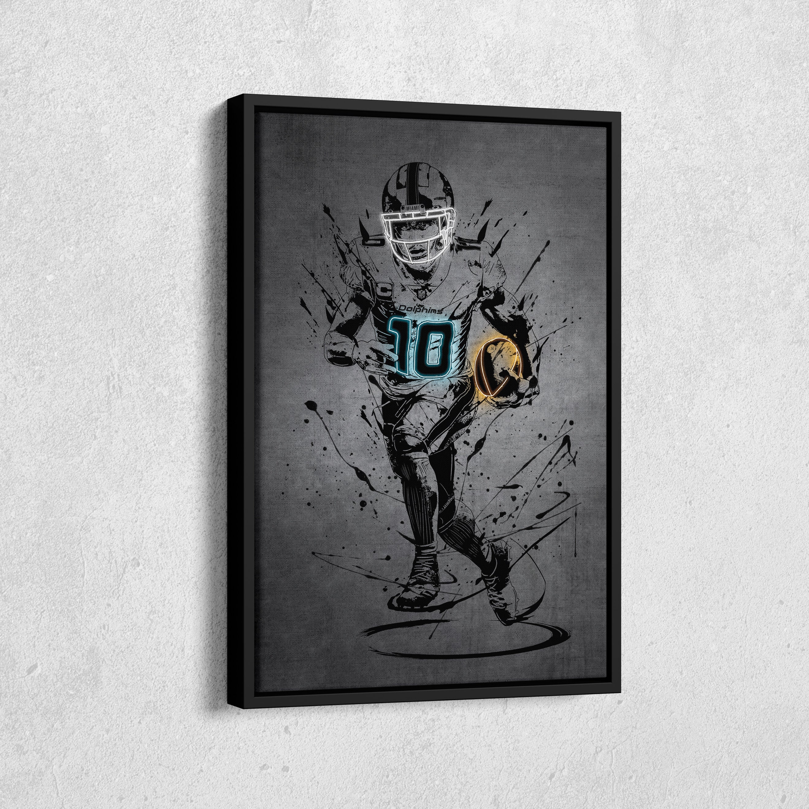 Tyreek Hill Poster Neon Miami Dolphins NFL Canvas Wall Art Etsy