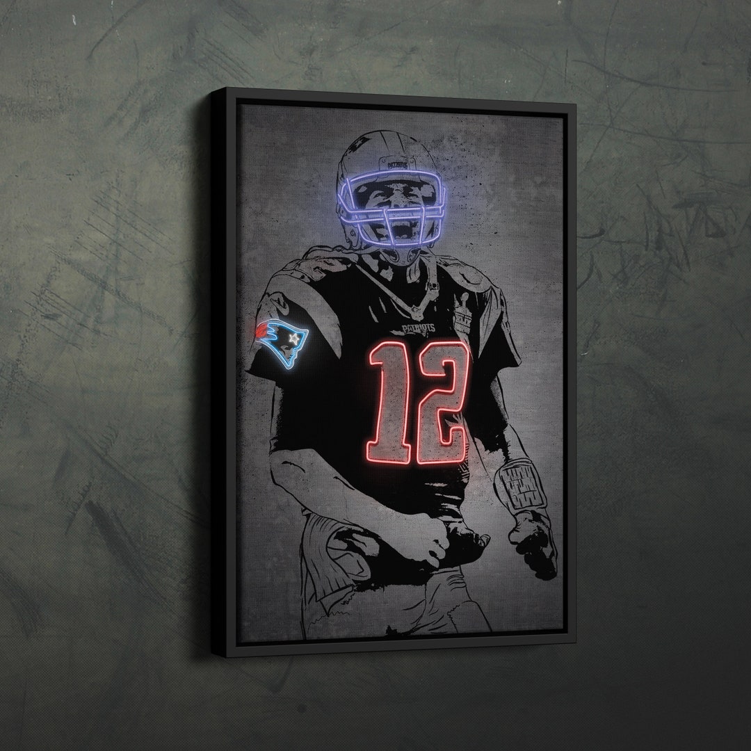 Tom Brady Poster Neon New England Patriots NFL Canvas Wall Art Etsy