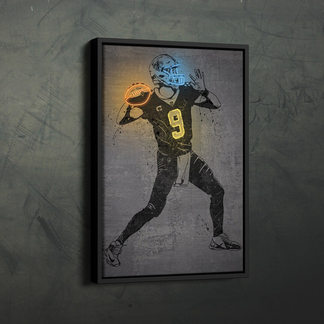 Drew Brees Poster Neon New Orleans Saints NFL Canvas Wall Art Etsy