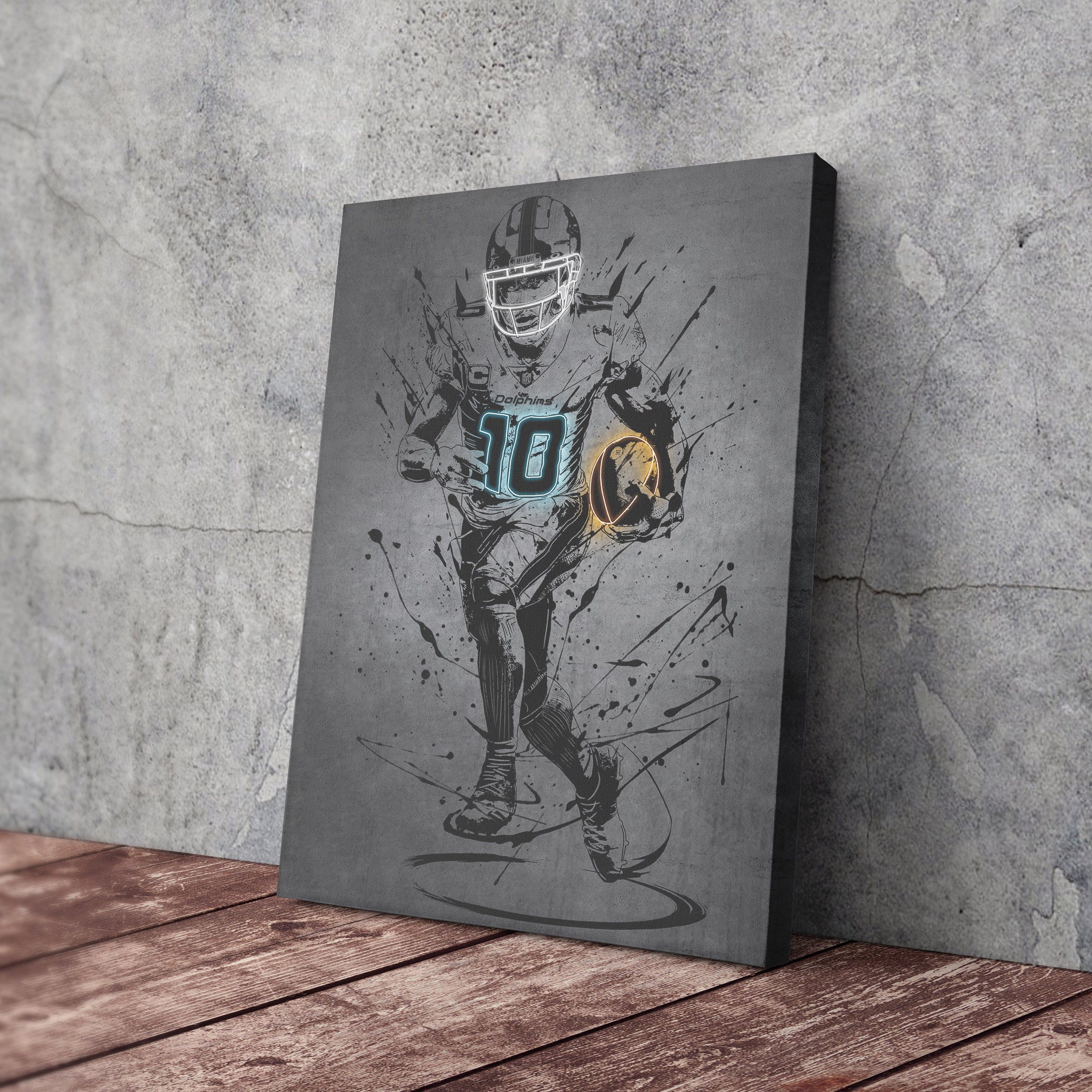 Tyreek Hill Poster Neon Miami Dolphins NFL Canvas Wall Art Etsy