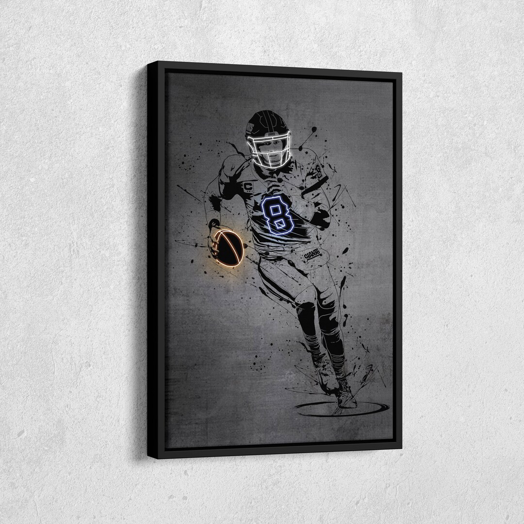 Daniel Jones Poster Neon New York Giants NFL Canvas Wall Art Etsy