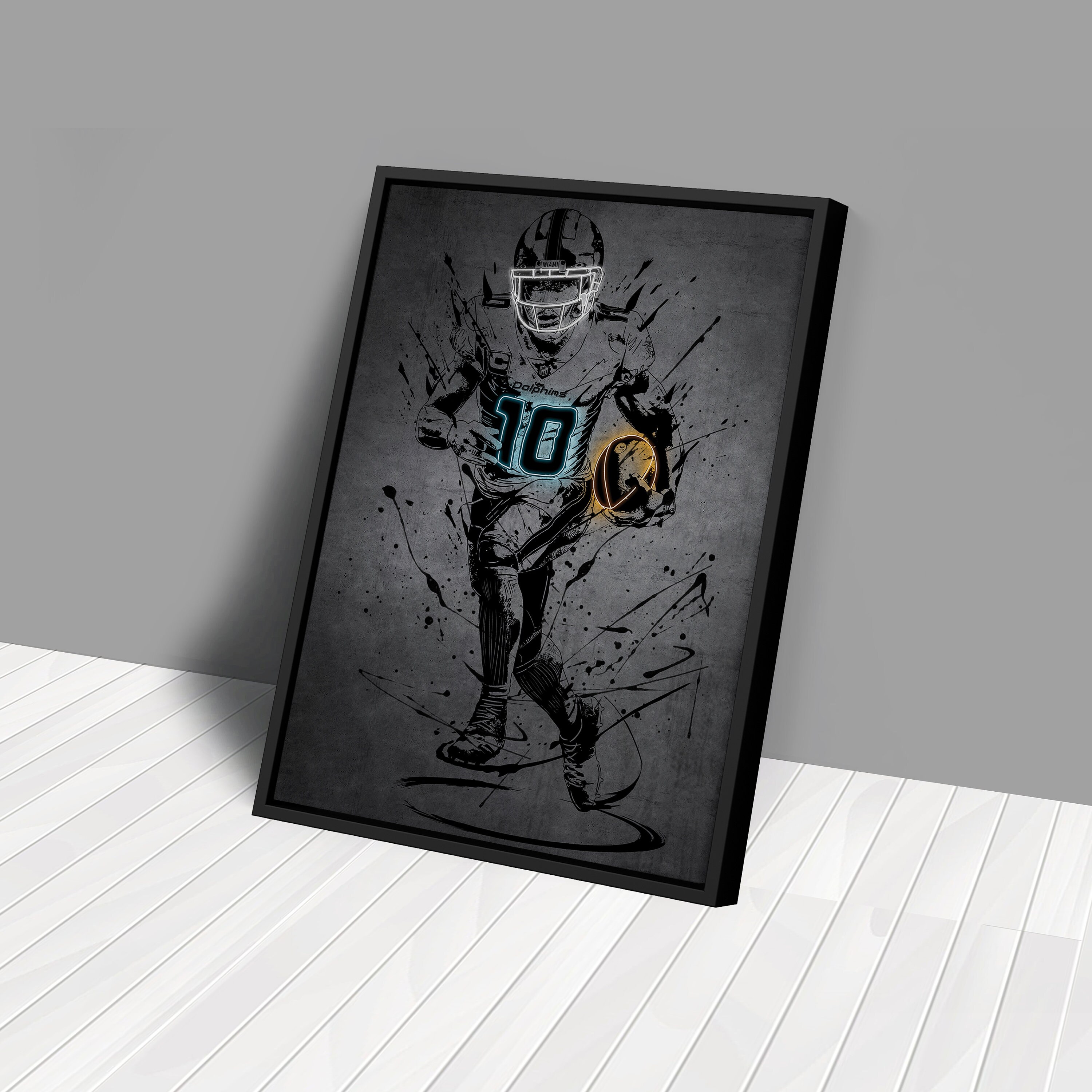 Tyreek Hill Poster Neon Miami Dolphins NFL Canvas Wall Art Etsy
