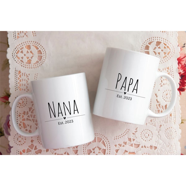 Nana, Papa, Grandma, Grandpa to be Ceramic Mug 11oz set, custom grandparent mugs, pregnancy announcement, pregnancy announcement mug set