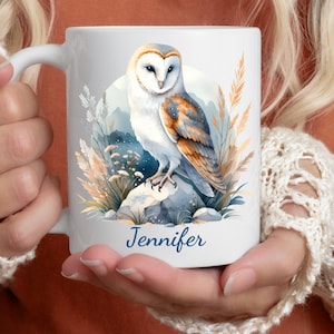 Personalized Barn Owl Mug: Custom Birder Gift