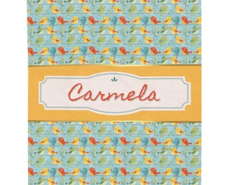 Personalized Whimsical Birds Blanket, Baby Shower Gift, Cute Blanket for Child, , Birthday Gift, Nursery Decor, New Baby Gift, Adult Throw