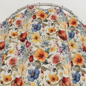 Colorful Watercolor Floral Shower Curtain | Whimsical Floral Shower Curtain | Wildflower Bath Decor | Botanical Shower Curtain