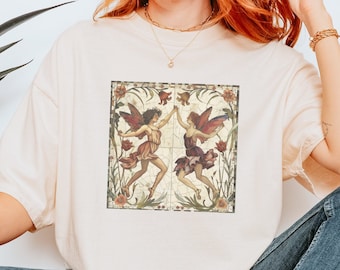 Maglietta a mosaico fatato, t-shirt fairycore, abbigliamento Whimsigoth, maglietta fatata, goblincore, light academia, abbigliamento cottagecore, regalo fairy grunge