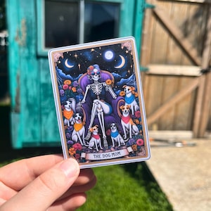 The Dog Mom Tarot Card Sticker, Skeleton Sticker, Gift for Dog Lover, Dog Mom Gift, Waterproof Sticker, Water Bottle Sticker, Witchy Gifts