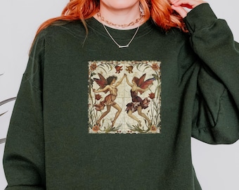 Fairy Mosaic Sweatshirt, Fairycore, Whimsigoth Clothing, Vintage Faerie Hoodie, Goblincore, Light Academia, Cottagecore, Fairy Grunge Unisex