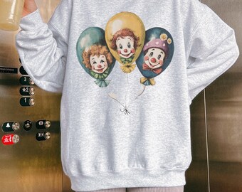 Vintage Clown Sweatshirt, Clowncore Balloon Crewneck, Cutecore, Cute Whimsical Clothing, Kidcore Aesthetic, Vintage Graphic, Unisex