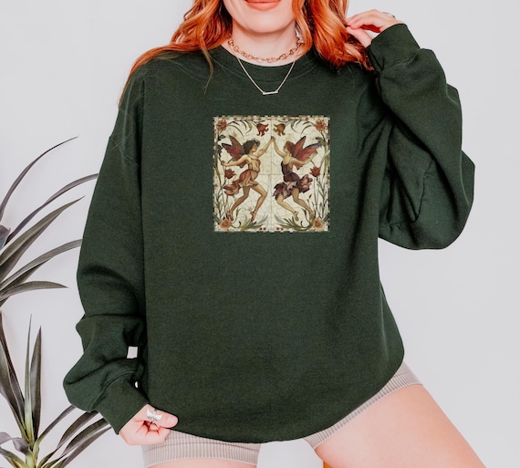 Fairy Mosaic Sweatshirt, Fairycore, Whimsigoth Clothing, Vintage Faerie Hoodie, Goblincore, Light Academia, Cottagecore, Fairy Grunge Unisex