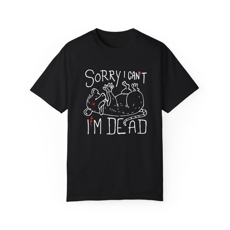Sorry I Can't I'm Dead Possum Shirt, Funny Meme Tee, Gift for Introvert, Oversized Grunge, Alt Clothing, Mental Health Humor, Unisex image 9