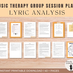 Music Therapy Lyric Analysis Worksheets and Session Plans Therapy Tool