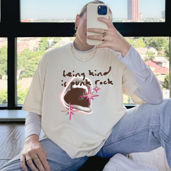 Being Kind Is Punk Rock Shirt, Retro Streetwear Tee, Oversized Y2K, Soft Grunge, Kindness Quote, Alt Clothing, Comfort Colors Unisex