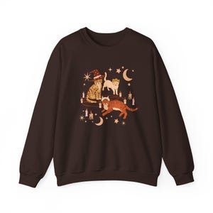 Witchy Kitten Sweatshirt, Cute Whimsigoth, Vintage Halloween Hoodie, Fall Sweater, Celestial Cat Mom Gift, Cottagecore, Whimsy Outfit Unisex image 9