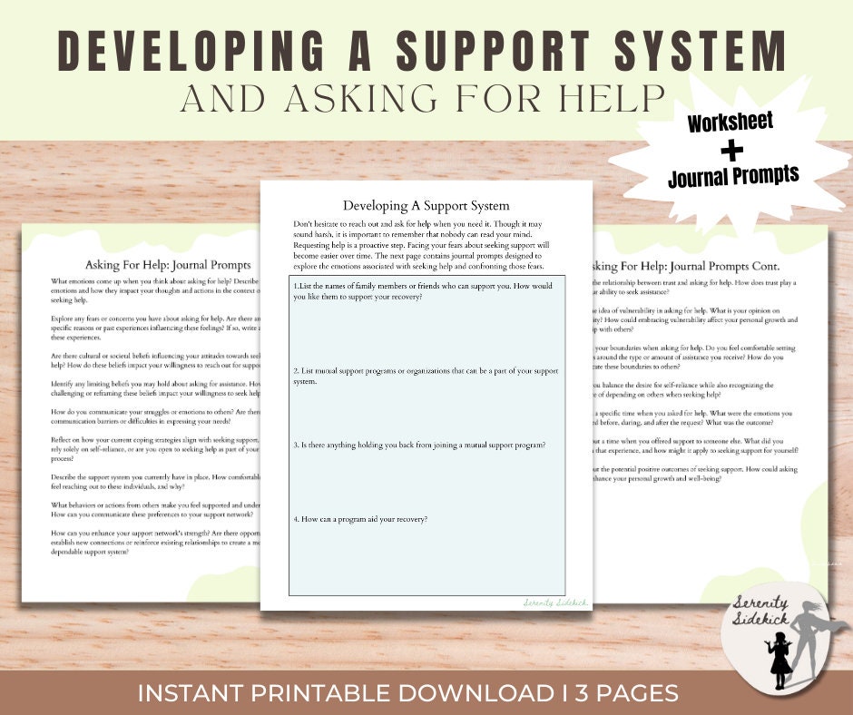 Developing a Support System and Asking for Help Worksheet and Journal ...