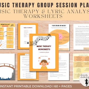 Music Therapy & Lyric Analysis Bundle: Worksheets and Session Plans