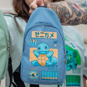 Bolso bandolera inspirado en el anime Squirtle – Bolso bandolera de pecho con diseño retro de juegos – Mochila de hombro japonesa tipo agua