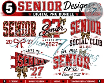 Senior 2027 PNG Bundle | Red Leopard Graduation Designs (Digital Download)