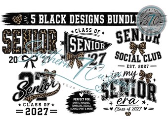 Senior 2027 PNG Bundle | Black Leopard Graduation Designs (Digital Download)