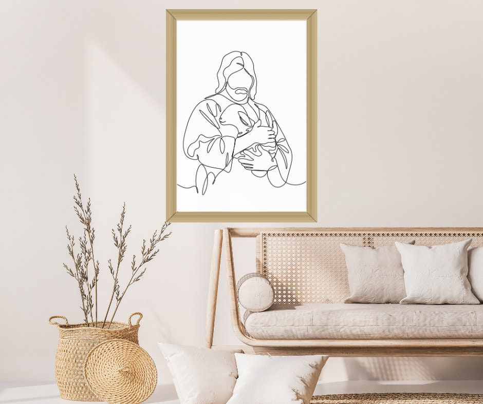 Christ Holding a Lamb Digital Download, Jesus Saviour, Christian Art ...