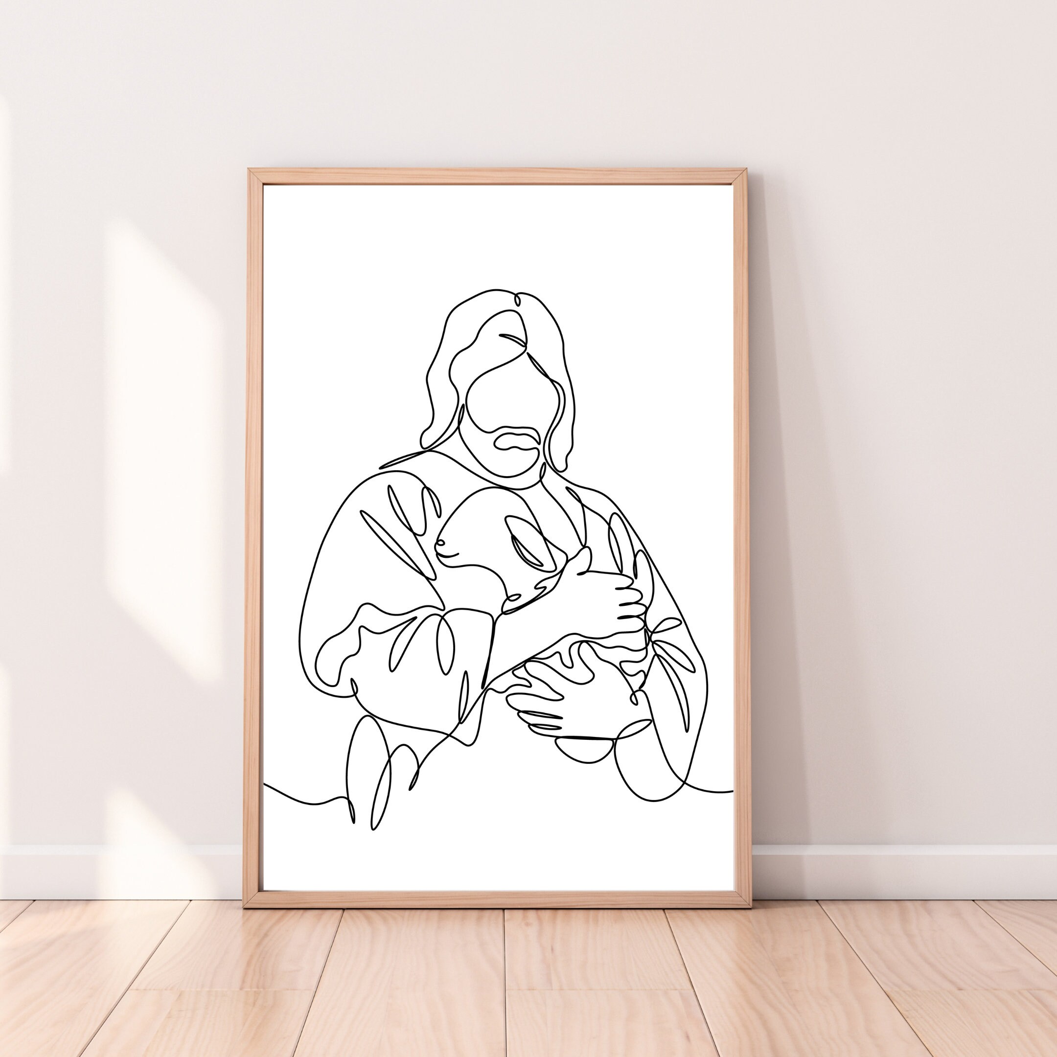 Christ Holding a Lamb Digital Download, Jesus Saviour, Christian Art ...